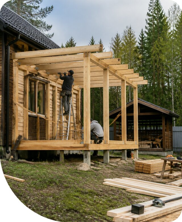 Строительство пристроек и построек на участке в Карпинске